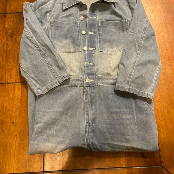 SHEIN Button front denim jumpsuit - Picture 7 of 16